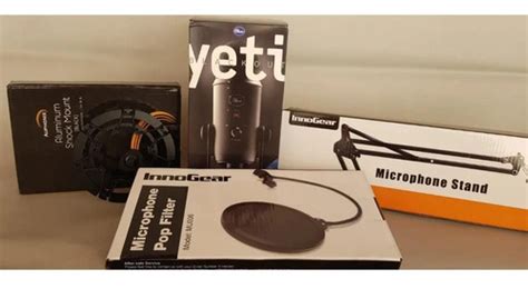 Kit Microfone Blue Yeti Bra O Articulado Pop Filter Shock