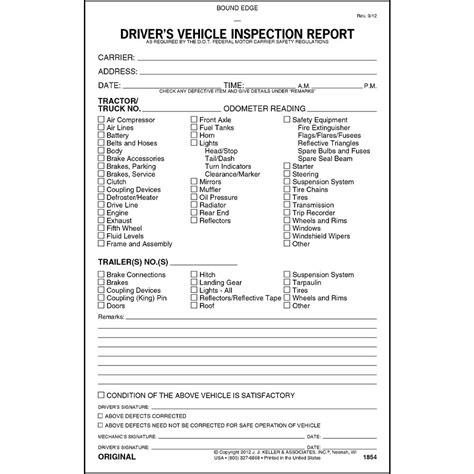 Buy Detailed Drivers Vehicle Inspection Report 10 Pk Book Format 2