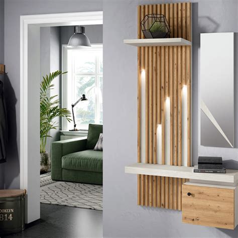 Recibidor Con Panel De Palilleria Y Luces Led Muebles Económicos