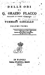 Delle Opere Di Q Orazio Flacco Recate In Versi Italiani Horace