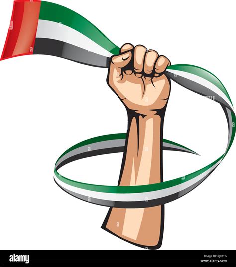 United Arab Emirates Flag And Hand On White Background Vector