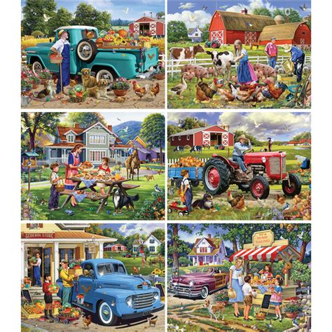 Set Of 6 Oleg Gavrilov 300 Large Piece Jigsaw Puzzles Bits And Pieces