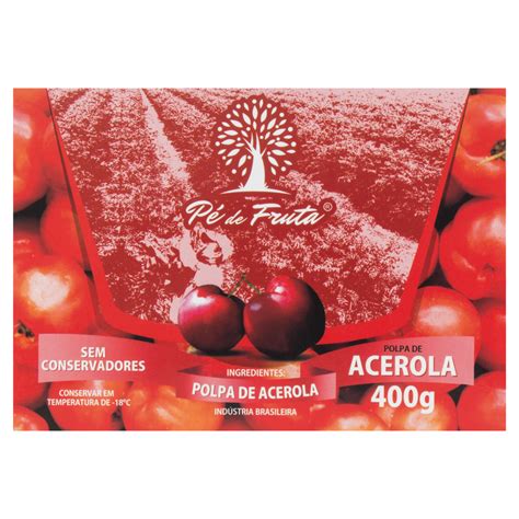 POLPA DE FRUTA ACEROLA PÉ DE FRUTA CAIXA 400G 4 UNIDADES GTIN EAN UPC