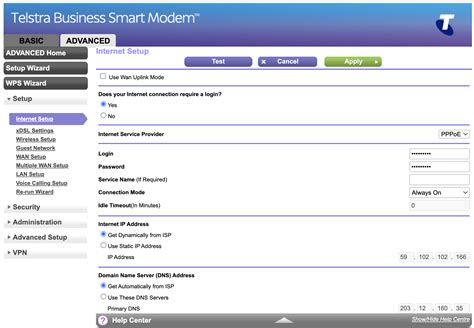 Telstra Business Smart Modem Working Settings For Tpg Fttn Tpg Community