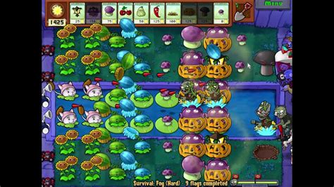 Plants Vs Zombies Survival Fog Hard Walkthrough Gameplay Youtube