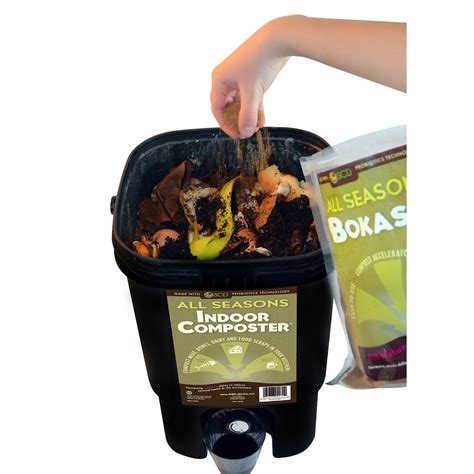 All Seasons Indoor Composter Starter Kit 5 Gallon Black Compost Bin