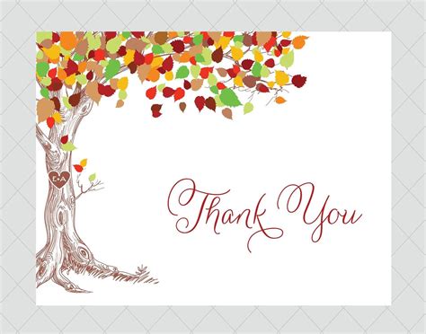 Rustic Tree Wedding Thank You Cards Carved Initials Fall