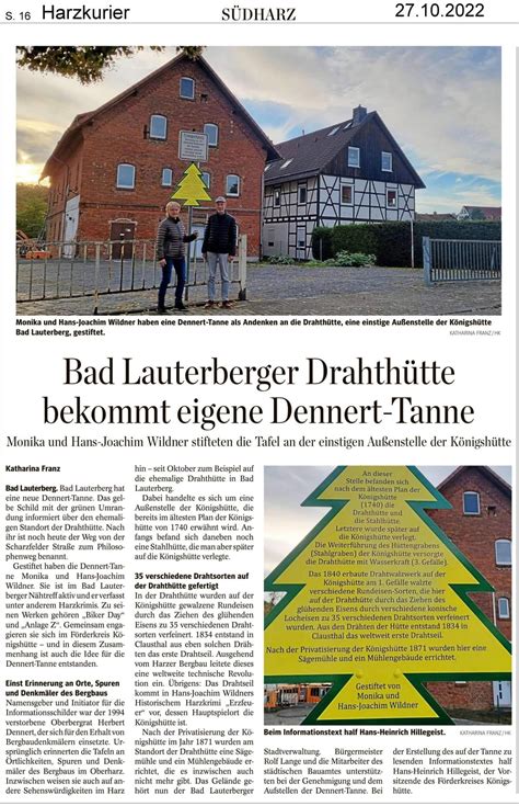 Pressearchiv Industriedenkmal K Nigsh Tte Bad Lauterberg Im Harz