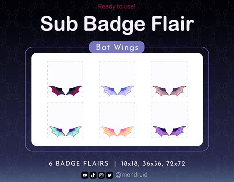 6 Sub Badge Flair Bat Wings Twitch Youtube Discord Streamer Resources