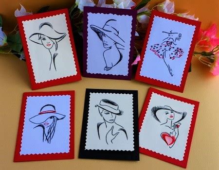 Livret De Patrons De Cartes Broder Femme Au Chapeau