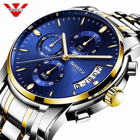 Nibosi Watch Men Top Brand Luxury Blue Male Automatic Date Quartz Mens Watches Waterproof Sport