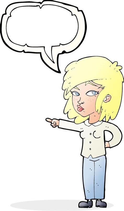 Cartoon Woman Pointing With Speech Bubble 12348979 Vector Art At Vecteezy