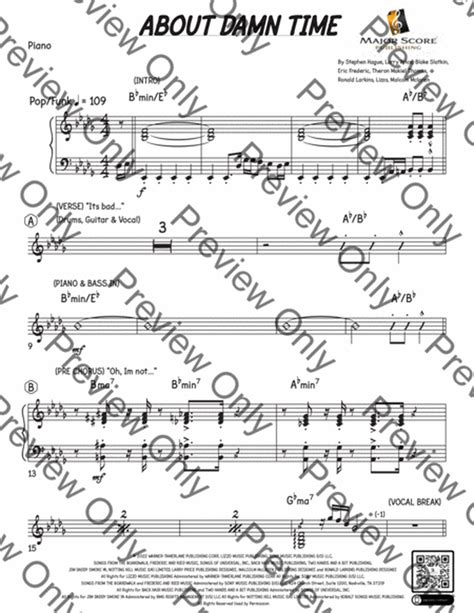 About Damn Time By Lizzo Tenor Saxophone Digital Sheet Music