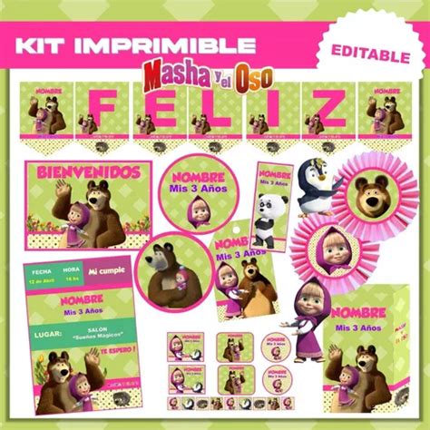 Kit Imprimible Masha Y El Oso Libro Colorear Letras 3d 2 750 En