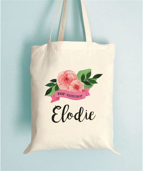 Tote Bag Evjf Fleurs Au Ruban Personnaliser