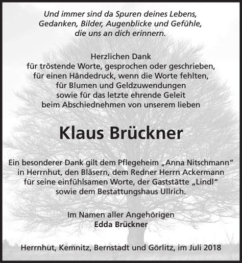 Klaus Br Ckner Traueranzeige S Chsische Zeitung