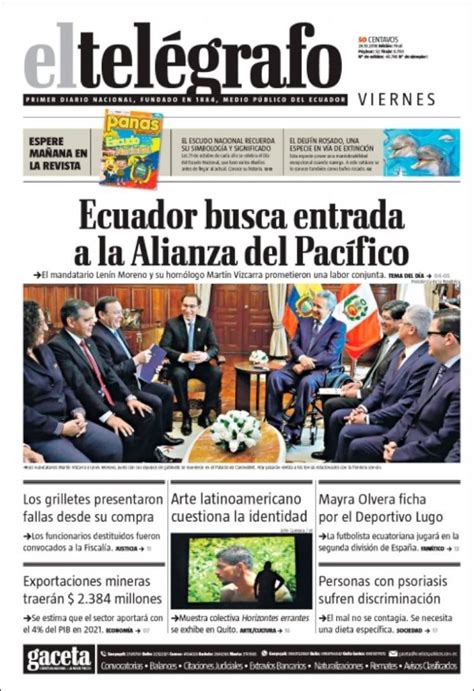 Periódico El Telégrafo Ecuador Periódicos De Ecuador Edición De Viernes 26 De Octubre De