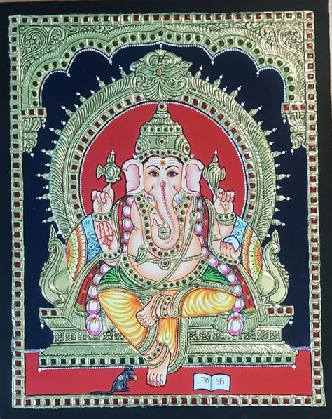 Vinayagar 1 Tanjore Painting 12 X 15 International Indian Folk