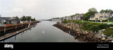 Outlet to the ocean from the marina and fishing harbor at Perkins Cove ...