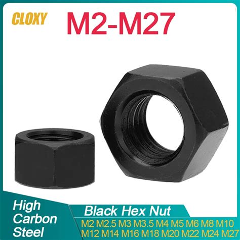 50 20 10 5 1 Pcs Black Oxide Carbon Steel Metric Hex Hexagon Nuts M2 M2