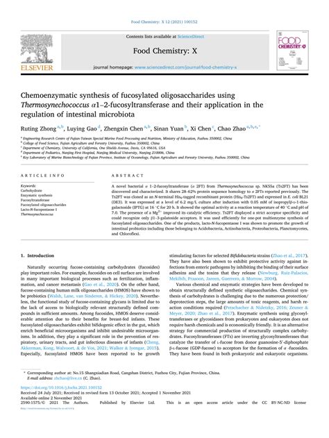 Pdf Chemoenzymatic Synthesis Of Fucosylated Oligosaccharides Using