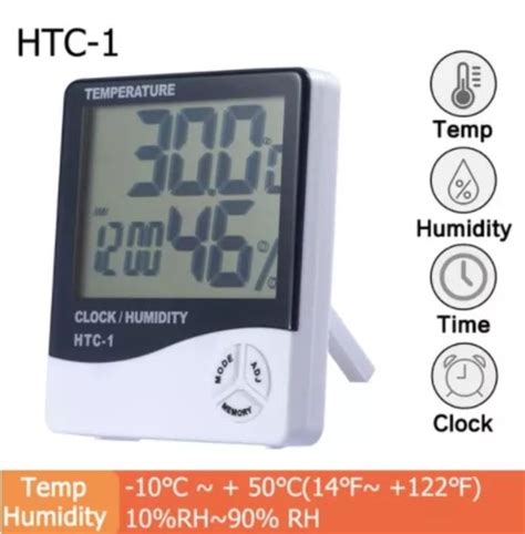 Htc Lcd Elektronik Digital Suhu Kelembaban Meter Sensor Termometer