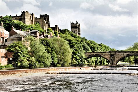 A View Of Durham Cathedral Across The River Wear Stock Photo