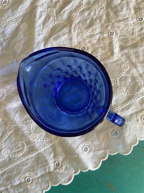 Shirley Temple Cobalt Blue Vintage Glass Small Pitcher Etsy