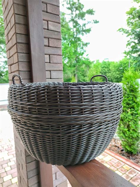 Большая Плетеная Корзина с Ручками Из Искусственного Ротанга Ручной ...