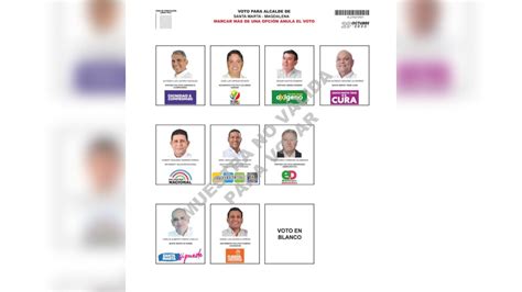 Listo El Tarjetón Oficial De Candidatos A La Alcaldía De Santa Marta