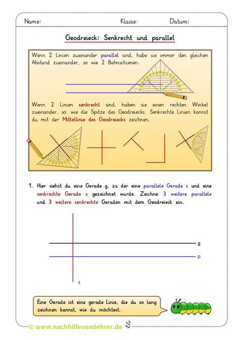 Umgang Mit Dem Geodreieck Senkrechte Und Parallele Linien Zeichnen
