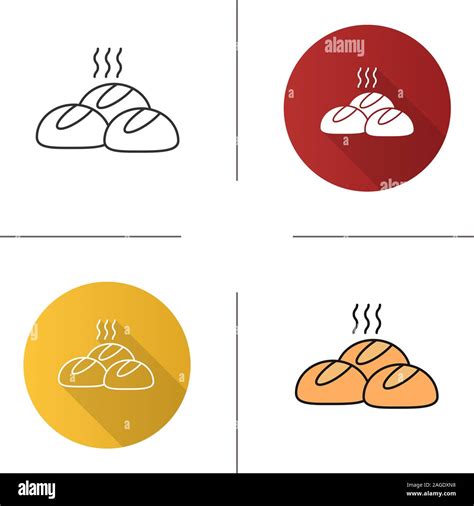 Dinner rolls icon. Flat design, linear and color styles. Round buns ...