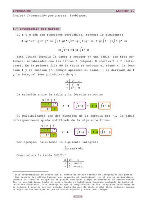 Integraci N Por Partes M Todo Tabular Integrales Lecci N