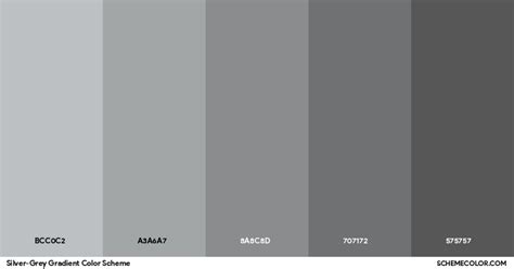 Silver Grey Gradient Color Scheme Palettes