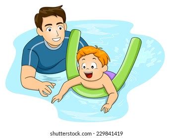 Illustration Featuring Swimming Coach Giving Lessons Stock Vector ...