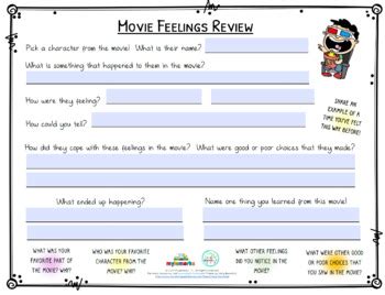 Movie Feelings Review Fillable By Mylemarks Teachers Pay Teachers