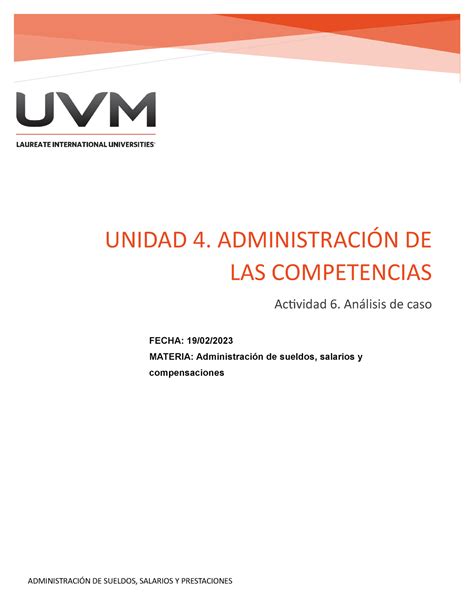 A6 Analisis de caso 0 ADMINISTRACIÓN DE SUELDOS SALARIOS Y