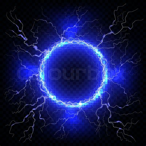 Electric Flash Of Lightning On A Dark Transparent Background Vector