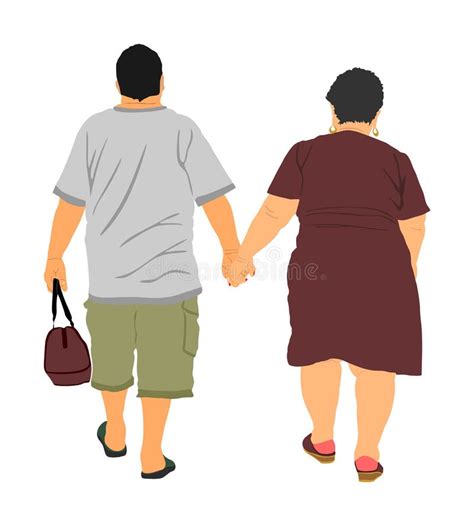 Happy Elderly Seniors Couple Holding Hands Vector Isolated On White