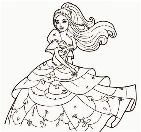 Get Barbie Princess Coloring Pages Colour Beautiful Barbie Drawing Png