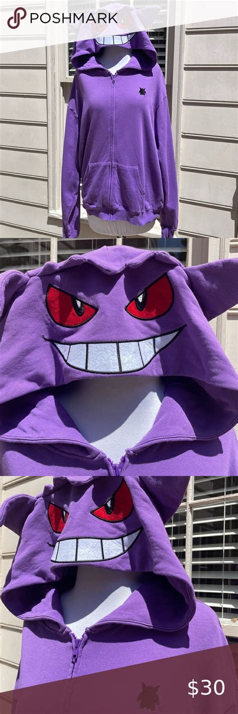 Purple Pokemon Gengar Adult Sweatshirt Hoodie Size M Gengar Hoodie Convention Outfits