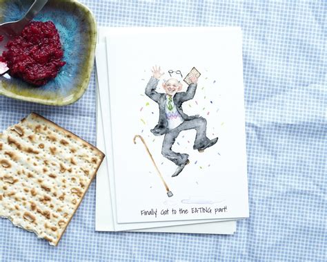 Passover Handmade Cards Jewish Holiday Cards Funny Pesach Celebration Watercolor Card Cute