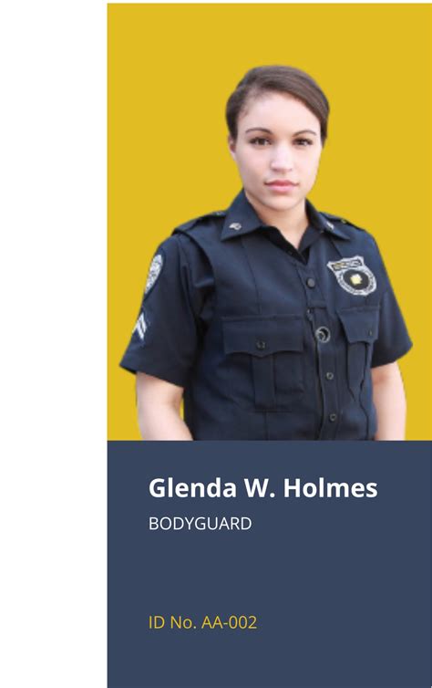 Free Body Guard Id Card Template To Edit Online