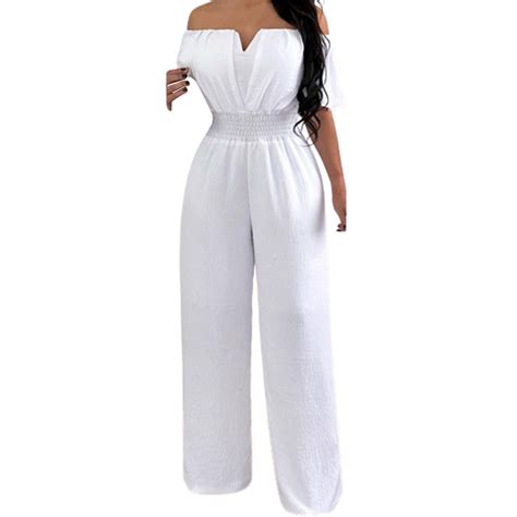 Ehqjnj Female Womens Jumpsuit Romper Dressy Womens One Word Neck Waist