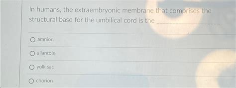 Solved In humans, the extraembryonic membrane that comprises | Chegg.com