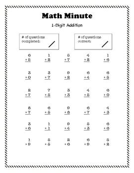 Printable Minute Math Worksheets