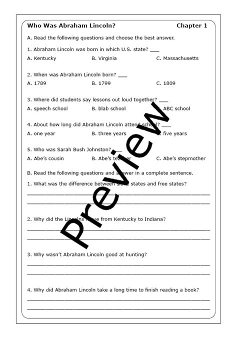 Practice Abraham Lincoln Worksheet Printable Worksheet With