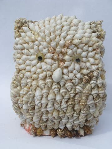 Handcrafted Seashell Owls Sea Shell Art Owl Lot Vintage Philippines