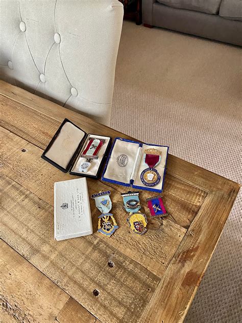 Collection Of Vintage Masonic Medals And Boxes Masons Lodge Etsy