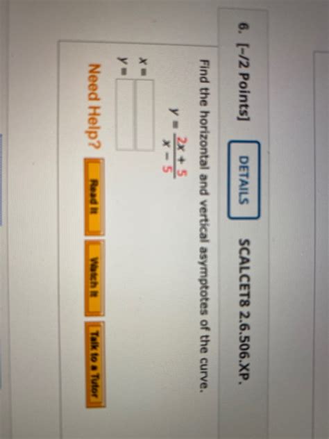 Solved 6 12 Points DETAILS SCALCET8 2 6 506 XP Find The Chegg